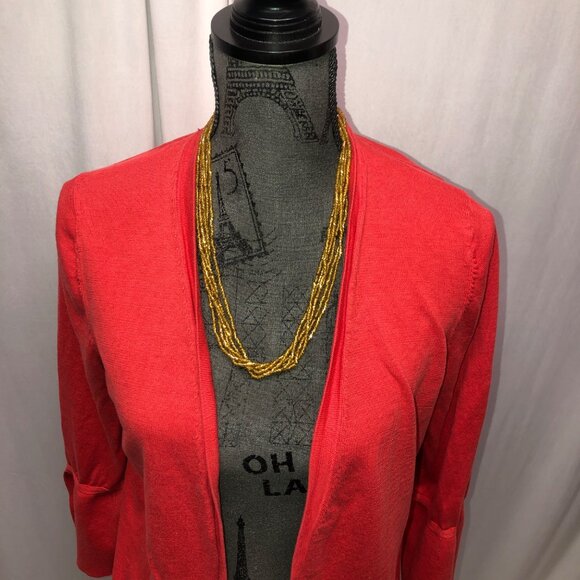 Talbots Open Front Cardigan Womens Size Medium Slit Cuffs Sweater Comfy Layering - Picture 2 of 8